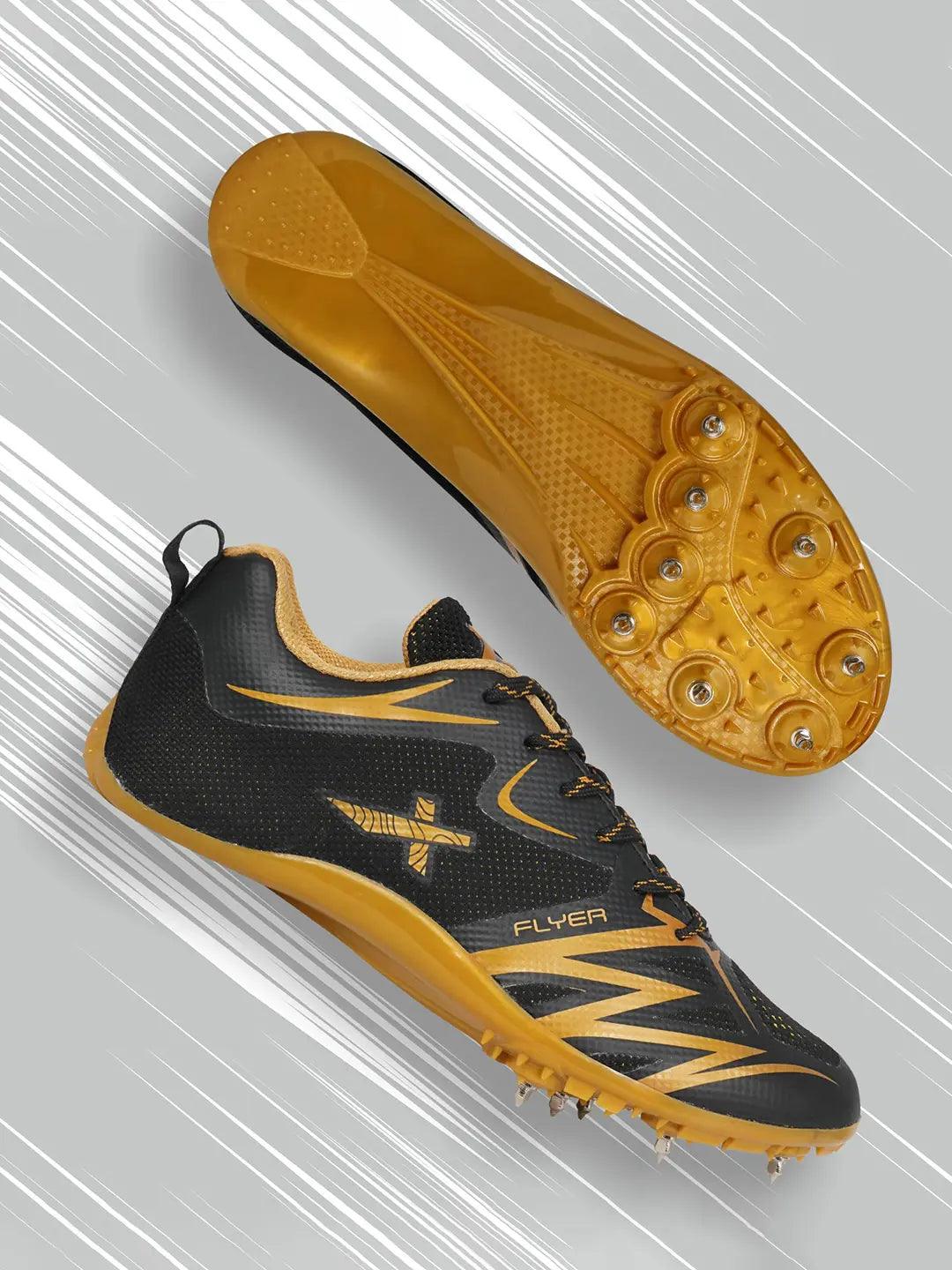VECTOR X Flyer Running Spike Running Shoes For Men (Black, Gold)