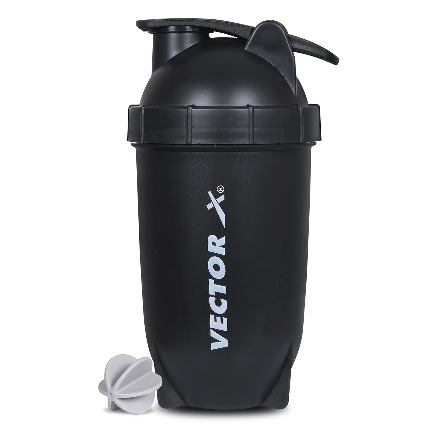 Vector X Ignite Plastic Shaker Mixer Blender Bottle Portable Pre Workout Protein Drink Shaker Cup (Black,600 ml)