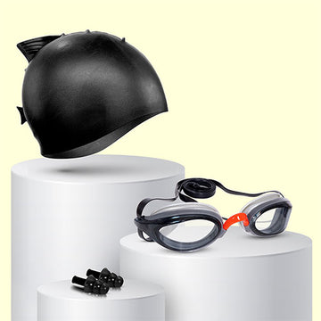 Viva Swimming Shark Fin Kids Swimming Cap & Goggles with 2 Ear Plug Kids OKEO Swimming Combo Kit