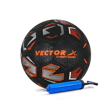 Vector X Street Mania 32 Panel Rubberised Material with Latex Bladder Hand Stitched Indoor/Outdoor Water-Resistant Match, Training Football + Pump , For Men Adults 15+ Years Boys Size 5