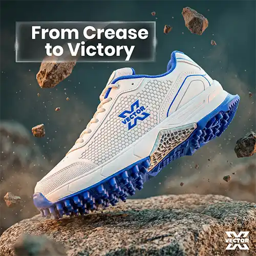 VECTOR X Hitter Cricket Rubber Spike Shoes for Men | Lightweight Synthetic Upper, Rubber Stud Outsole, Padded Ankle Support & Secure Lace-Up Velcro Fit