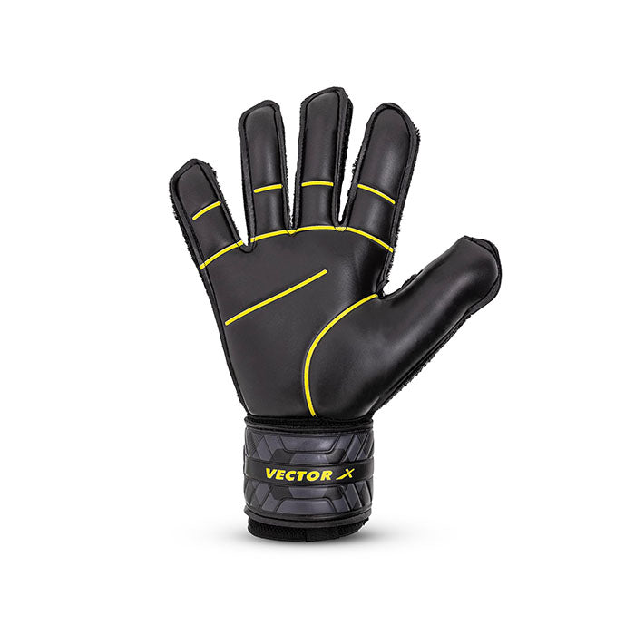 Vector X Goal Stopper Goalkeeper Gloves, Soccer Gloves, Goalie Gloves, Breathable Football Gloves| 4mm Latex Material to Give Protection| for Kids Youth & Adult (Black)