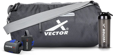 Vector X All in One Multipurpose Gym Bag Kit-Attacker 17 L Gym Sports Duffel Bag + Wrist Strap for Gym & Fitness Wrist Support + Nitro 700 ml Protein Shaker Bottle for Men & Women