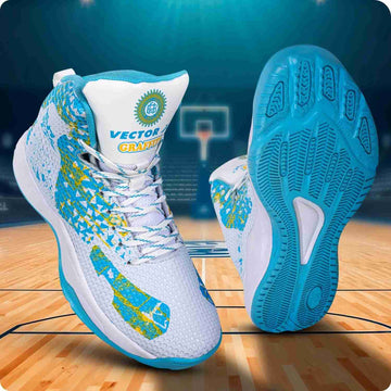 Vector X Graffiti 3D Texture TPU Fusing|Eva Phylon Rubber Sole Stylish & Comfortable High Ankle Court Shoe Best for Squash Table Tennis Volleyball Indoor & Outdoor Sports Lace Up Sneakers for Men