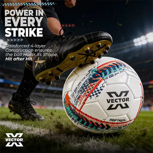 VECTOR X Drift Kick Football 32 Panels Hand Stitched Rubberized Ball With Air Pin Practice Match Ball Size: 5
