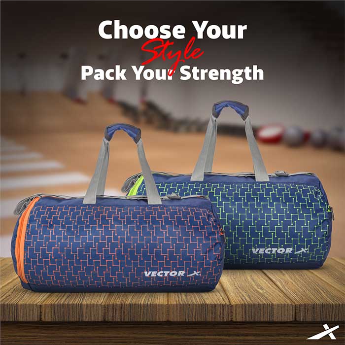 Vector X Vibe 26 LTR Duffle Gym Bag for Men & Women |Adjustable Shoulder Bag |Water Resistant |Sports & Travel Bag with Shoe Compartment & Side Pocket