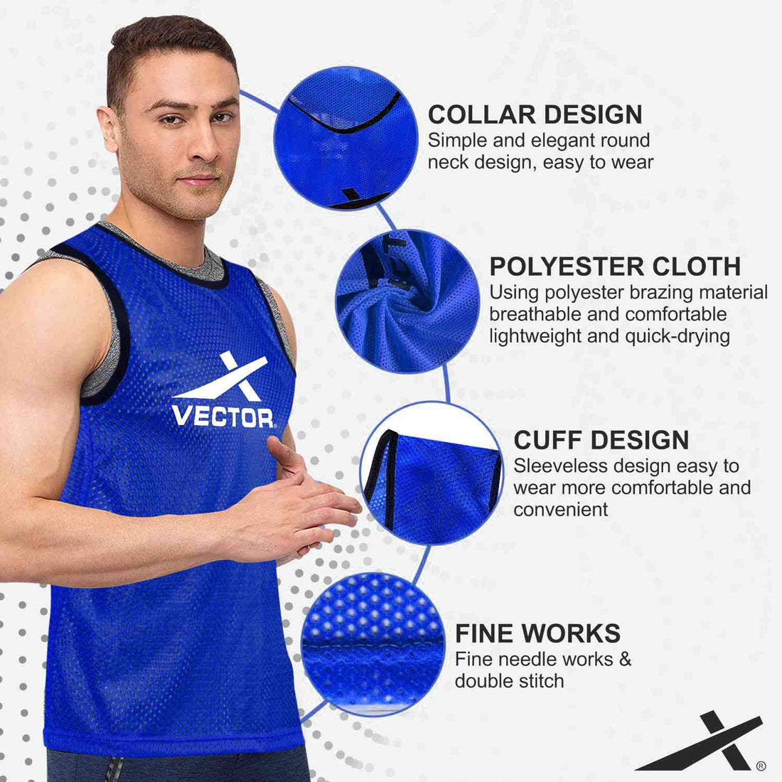 Vector X Training Bibs for Football Soccer Basketball Volleyball for Track and Field Play (Pack 0f 6)