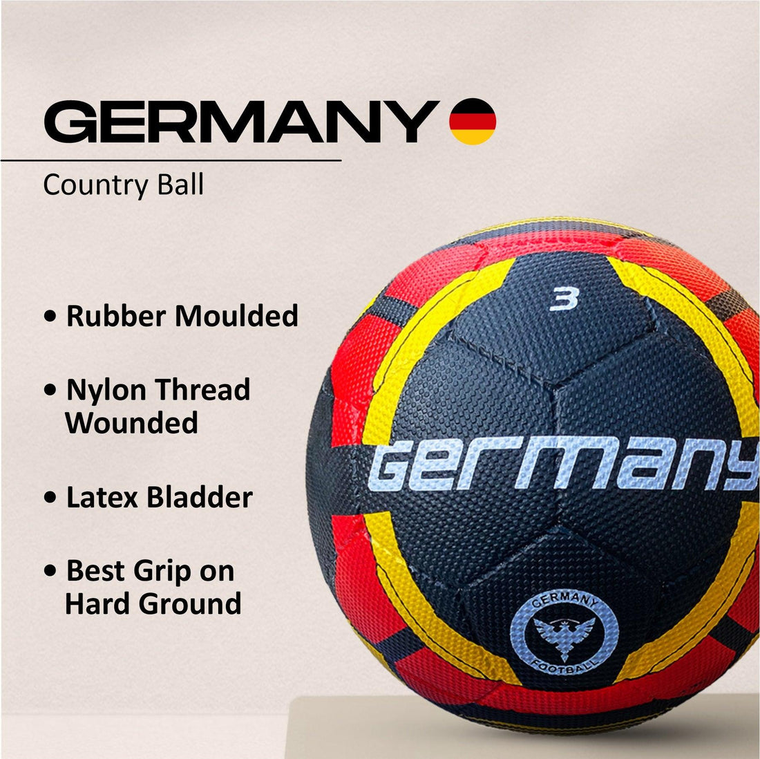 VECTOR X Germany Rubber Moulded Football - (Pack of 1, Red, Black)