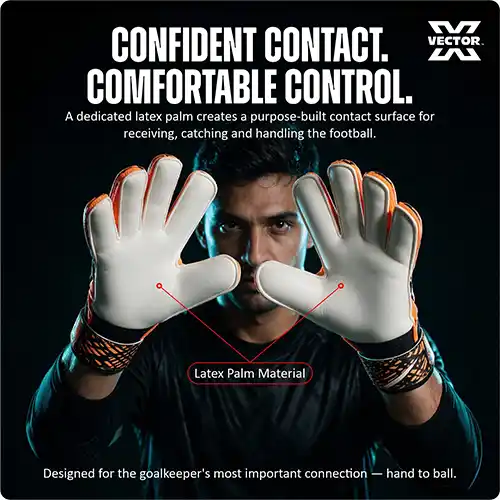 VECTOR X Fazer Goalkeeping Gloves for Football | High Grip Latex Palm | Finger Protection | Durable Training & Match Gloves for Men, Women & Youth