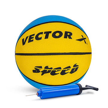 Vector X 8 Panel Speed Rubber Moulded Indoor/Outdoor Basketball with Butyl Bladder (Suitable for Practice/Match/Training) + Free Air Needle