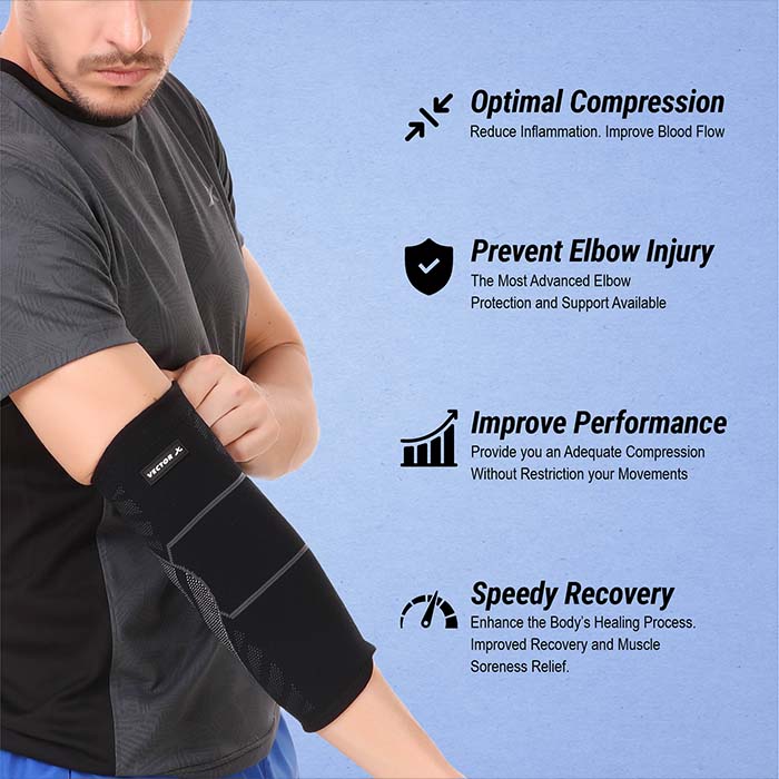 Vector X Elbow Support Sleeve with Anti-Slip Compression | Tennis & Go