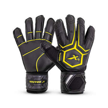 Vector X Goal Stopper Goalkeeper Gloves, Soccer Gloves, Goalie Gloves, Breathable Football Gloves| 4mm Latex Material to Give Protection| for Kids Youth & Adult (Black)