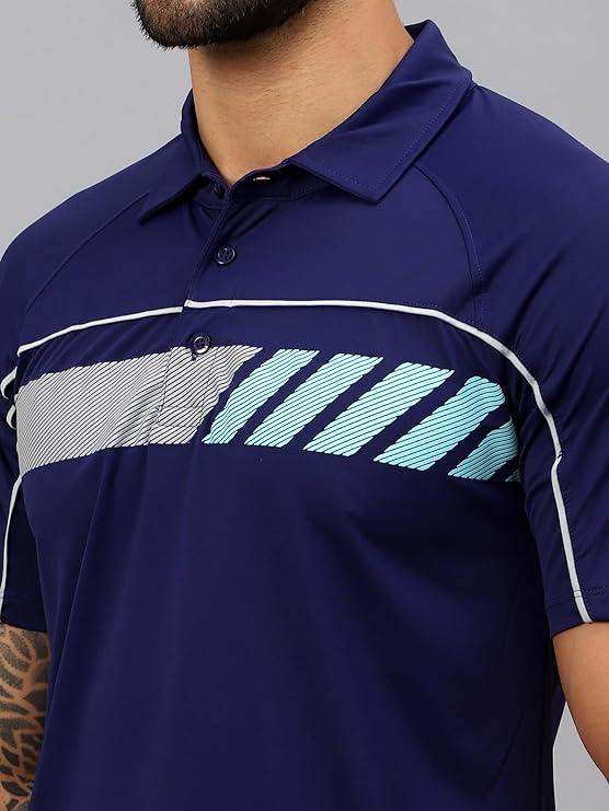 Vector X Mens Printed Polo Collar Neck Stylish Polyester T-Shirts