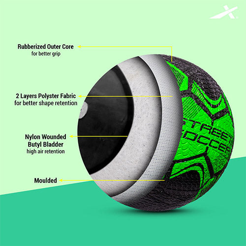 Vector X Street Soccer Rubber Moulded Indoor/Outdoor Water-Resistant Football + Pump with Butyl Bladder, Size 5, Suitable for Match and Training for Adults 15+ Years