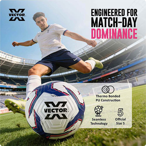 Vector X Elite NX Thermo Bonded Football Size 5 – Seamless PU Match Ba