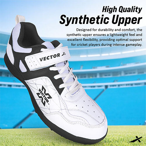 Vector X Bouncer 2.0 Cricket Shoes for Men's - Fast Strap Sporty Synthetic Breathable Upper with Ventilation Holes|PVC Sole Stud, Lightweight, Comfortable & Durable Shoe for All Rounder Performance