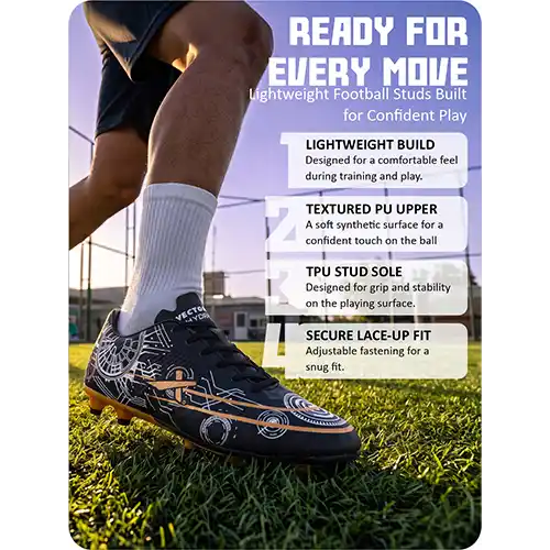 Vector X Hydra X Men’s Football Shoes with TPU Stud Sole & Synthetic Leather Upper | Lightweight Soccer Studs for Turf & Ground Play