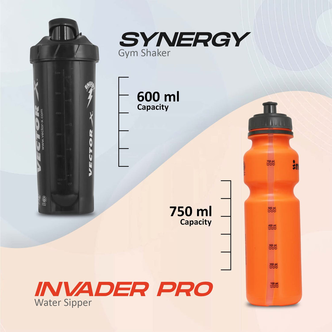 Vector X Combo of Shaker and Sipper Protein Shaker/Sipper/Bottle for Gym and Body Builders/Gym Accessories/Shaker/Sipper 750ML 2 Sipper and 1 Shaker(Pack of 3)