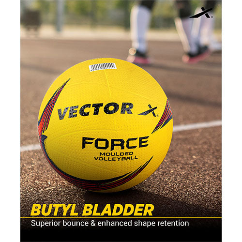 Vector X Force Size 4 Rubberized Moulded Volleyball + Air Pin Suitable for Indoor/Outdoor Play|Training/Match Ball with Butyl Bladder Durable & Waterproof for Men Women Kids