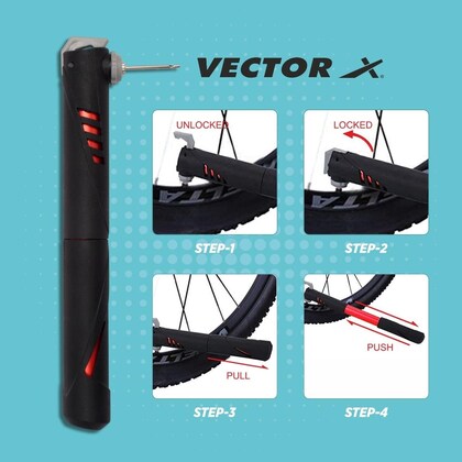 Vector X Aluminium Ball Pump – Durable Double Action Sports Air Pump with Needle & Nozzle