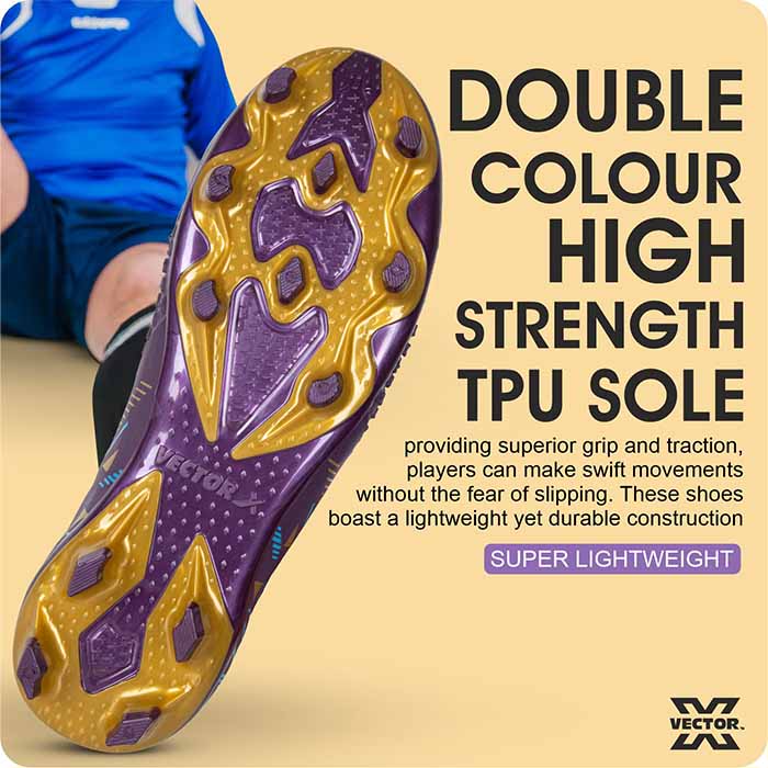Vector X Thriller 3D Fully Embossed Textured Upper|Football Shoe/Studs| Double Colored TPU Sole| Soft Insocks Cushion|Light Weight soccer shoes For Men