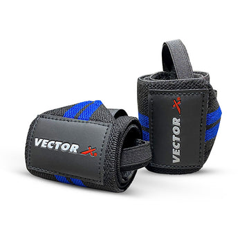 Vector X WW-10 Wrist Support Wraps for Gym, Weight Lifting & Powerlifting | Heavy-Duty Cotton Elastic Wrist Bands with Thumb Loop & Adjustable Hook and Loop Closure