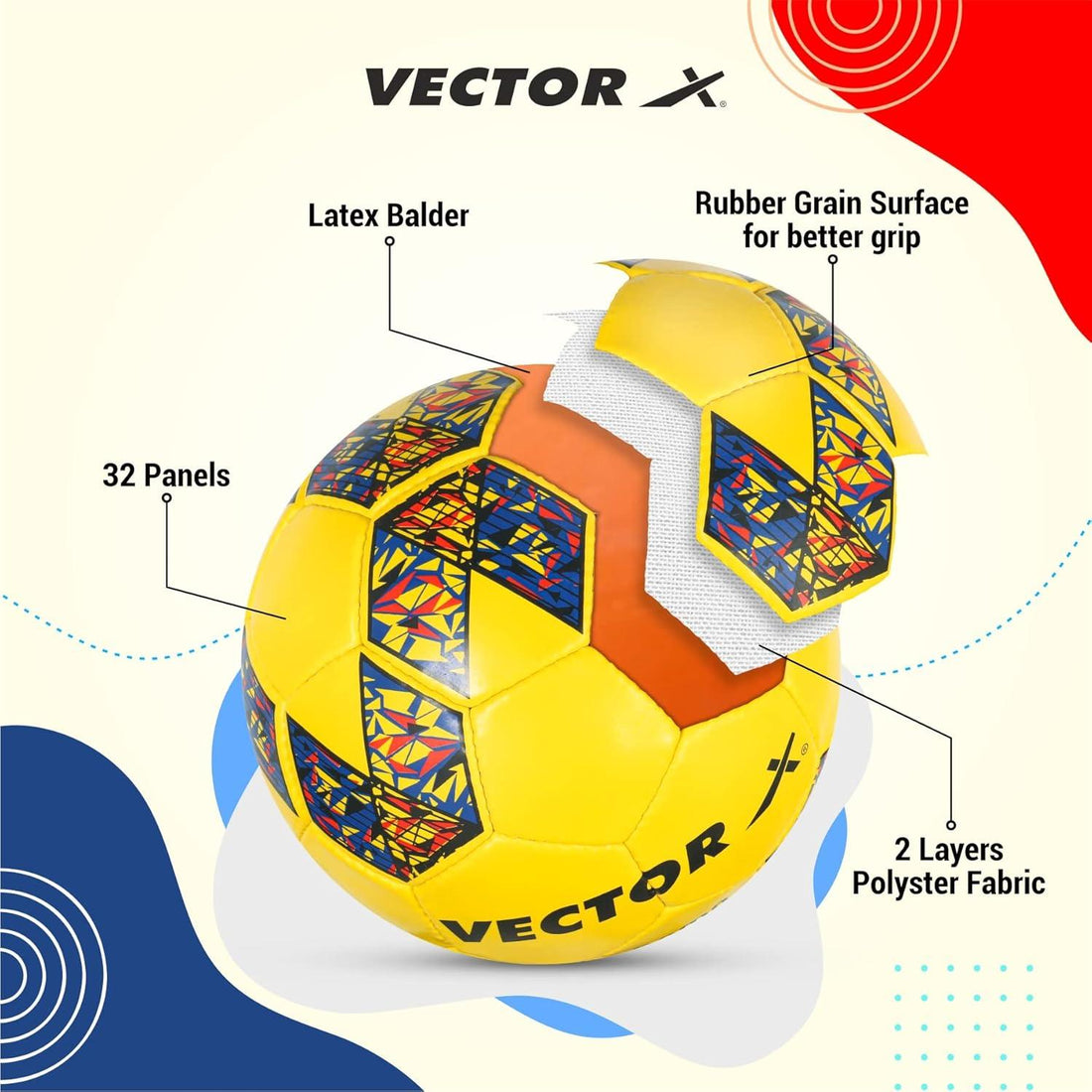 Vector X Roma Rubberized Hand Stitched 32 Panels Football| Size-5