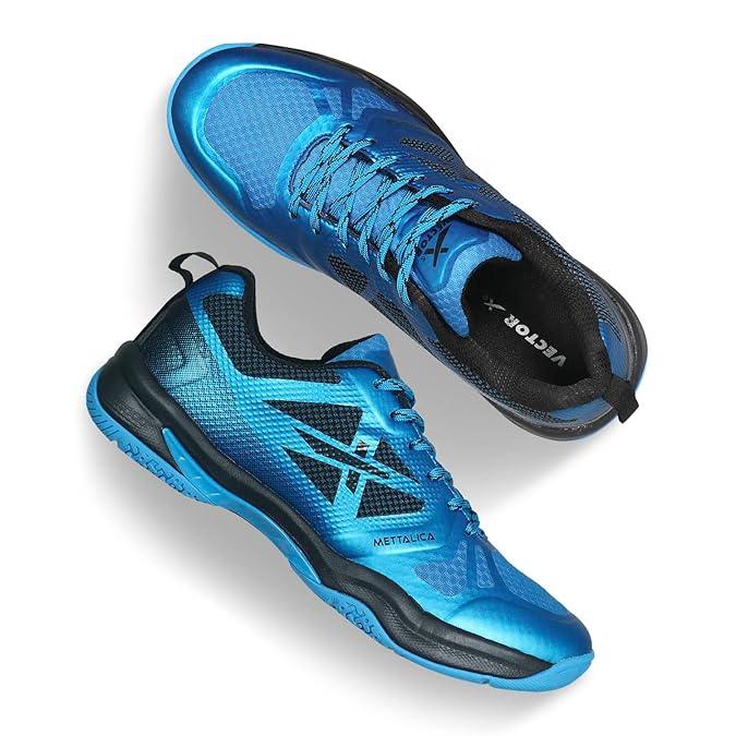 VECTOR X Mettalica Badminton Shoes for Men | Lightweight Court Shoes with TPU Support, Cushioning & Anti-Slip Rubber Outsole