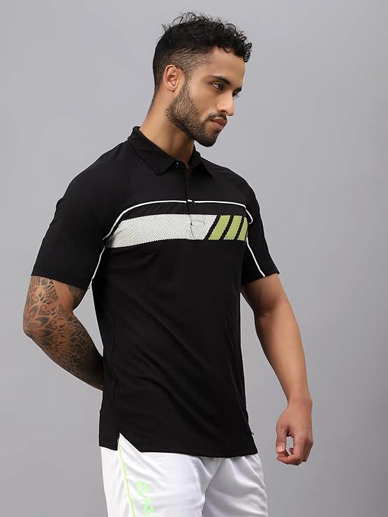 Vector X Mens Printed Polo Collar Neck Stylish Polyester T-Shirts