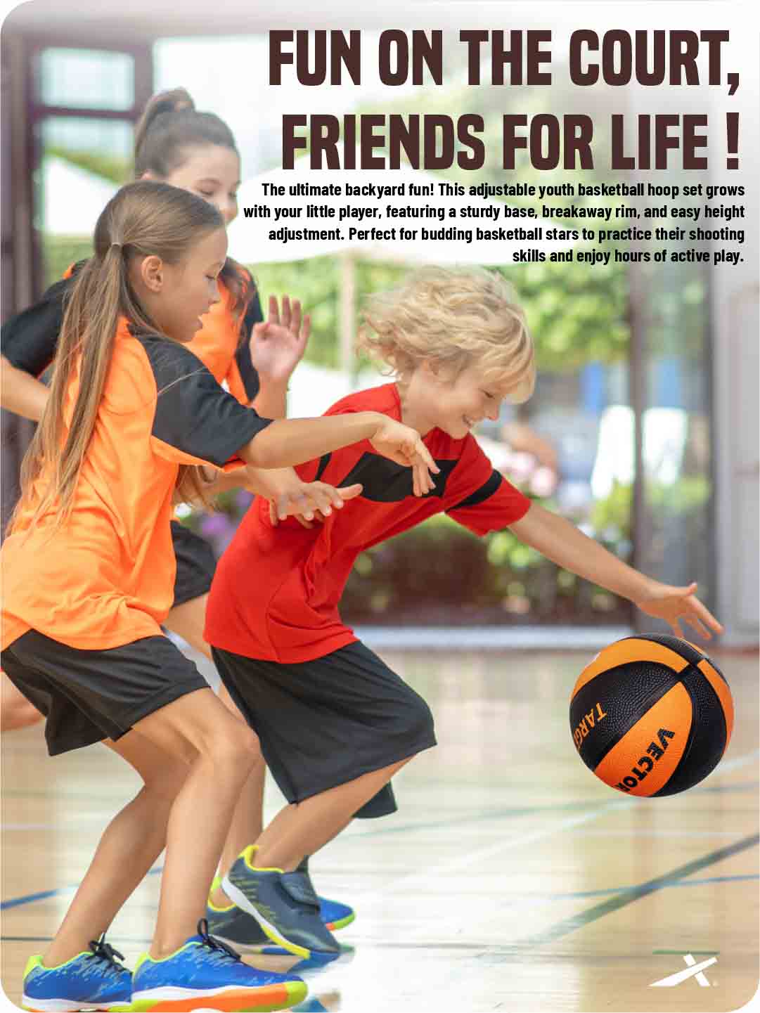 Vector X Target 8 Panel Rubberized Moulded Basketball, Indoor & Outdoor, Training, Soft Practice Basket Ball|Ideal for Kids & Adults |Suitable for All Surfaces