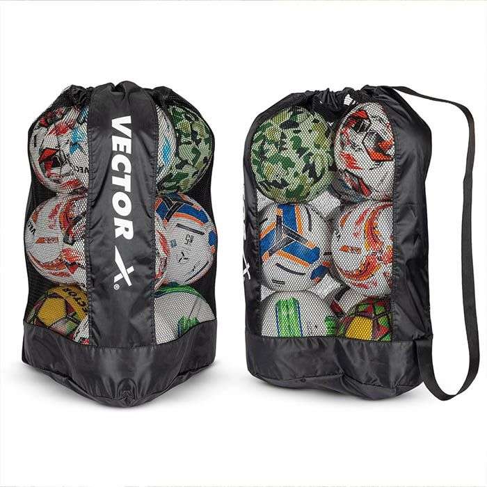 Vector X Sports Ball Bag + Large Storage For Carrying Upto 15 Balls (L Size) (9 Soccer Football Size 5 + 6 Basketball|Durable & Lightweight|Football, Basketball, Volleyball, Netball, Rugby, Beach Ball