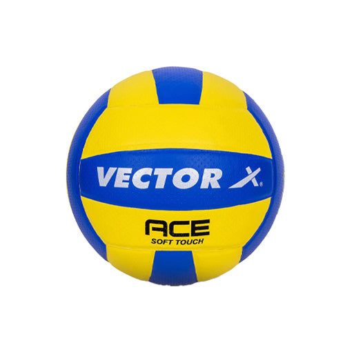 Vector X Ace Soft Touch 18 Panel PU Pasted Texture Surface Volleyball |Durable, Anti-Slip, Water Resistant Ball for Court, Adult, Men & Boys (Yellow - Blue) Pack of 1 Size 4