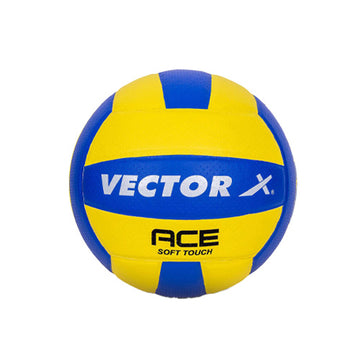 Vector X Ace Soft Touch 18 Panel PU Pasted Texture Surface Volleyball |Durable, Anti-Slip, Water Resistant Ball for Court, Adult, Men & Boys (Yellow - Blue) Pack of 1 Size 4