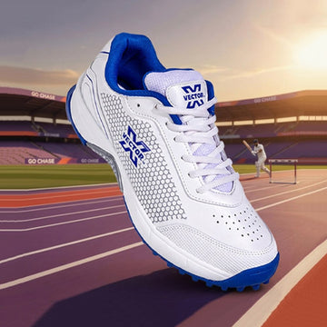 VECTOR X Hitter Cricket Rubber Spike Shoes for Men | Lightweight Synthetic Upper, Rubber Stud Outsole, Padded Ankle Support & Secure Lace-Up Velcro Fit
