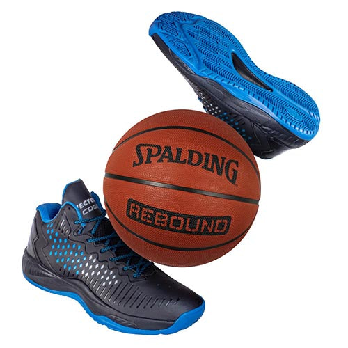 Vector X Cosmic Basketball Shoe with Spalding Rebound Rubber Streetball Basketball Combo Set for Men, Breathable Non Slip Outdoor Sneakers Cushioning Workout Shoes for Fitness