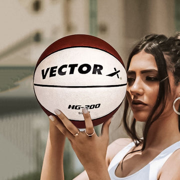 VECTOR X HG-200 FIBA Approved Basketball with Free Air Needle Moulded Tacky Rubber (Color : Brown-Cream) Size: 7