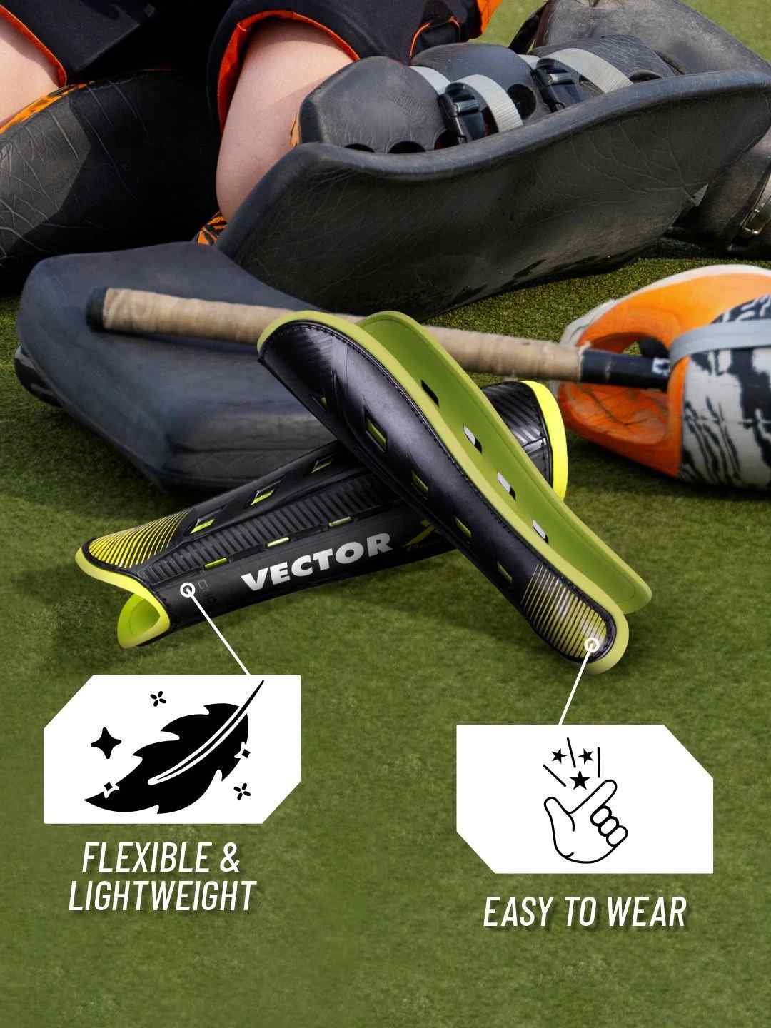 Vector X Classic Hockey Schienbeinschoner – Weiß, Unisex, Leicht & Robust, Für Training & Sport, 1er Set