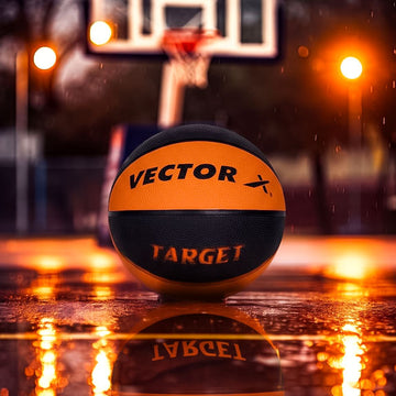 Vector X Target Rubberized Basketball for Indoor & Outdoor Play | Durable Training & Practice Ball for Kids and Adults | Superior Grip & Long-Lasting Performance