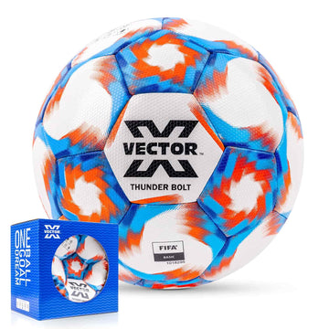 VECTOR X Thunder Bolt Football 32 Panel Thermofused PU FIFA Basic Professional Match Ball Size 5 White Orange