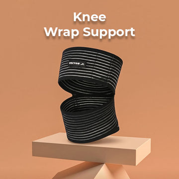 Vector-X VNS-008 Unisex Elastic Knee Wrap Support Sleeve for Pain Relief for Men and Women Free Size Black