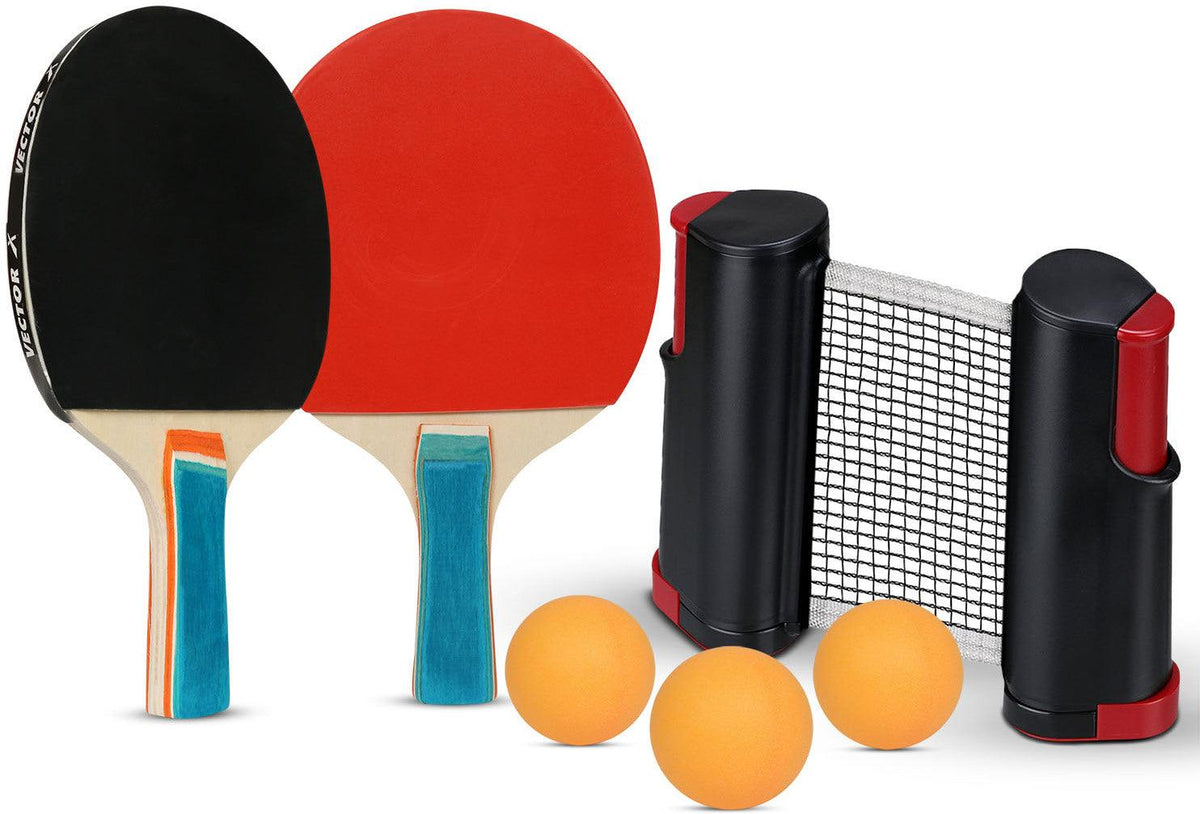 Fever Tech Table Tennis Racket VECTOR X Table Tennis Racquets Set with Portable Net | 2 Table Tennis ...
