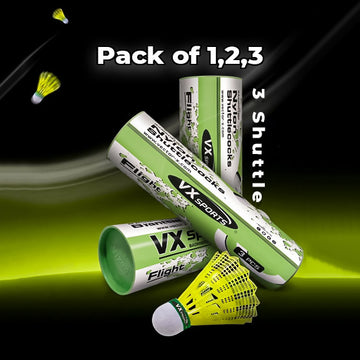 VECTOR X Flight Nylon Shuttle Cock Green | Durable Indoor & Outdoor Badminton Shuttlecocks for Practice & Training
