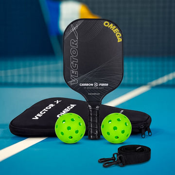 Vector X Omega Pickleball Paddle Set with PP Honeycomb Core, Premium Grip & Carry Bag | Includes 2 Pickle Balls | Lightweight Durable Pickleball Racket for Beginners & Recreational Players