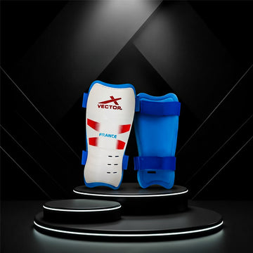Vector X France Football Shin Guard with Ankle Protection | Lightweight EVA Cushioned Soccer Shin Guards for Men, Women & Kids | Durable Hard Shell for Training & Match Play