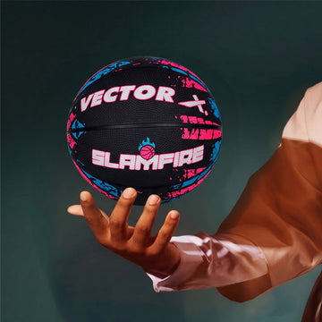 Vector X Slamfire Size 7 Basketball – Rubber Moulded Indoor & Outdoor Match Ball with Enhanced Grip, Butyl Bladder for Practice, Training & Games