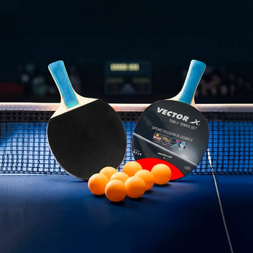 VECTOR X Wooden TT Set Red, Black Table Tennis Racquet Set Multicolor Table Tennis Racquet (Pack of: 2, 190 g)
