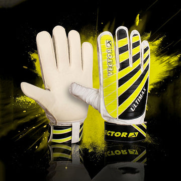 VECTOR X Ultimax Goalkeeping Gloves for Football | High Grip Latex Palm | Finger Protection | Durable Training & Match Gloves for Men & Youth